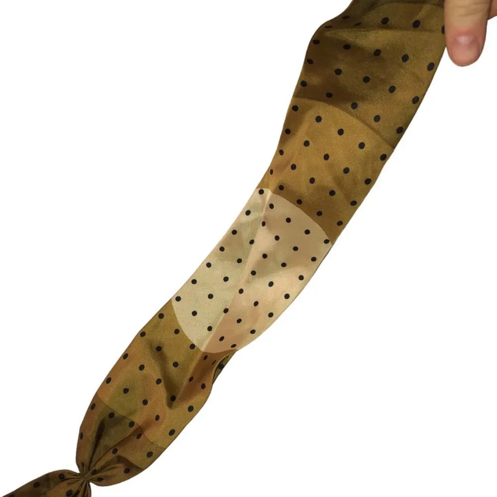Saks Fifth Avenue Black Label Olive Khaki OMBRE SILK polka dot pussy bow…